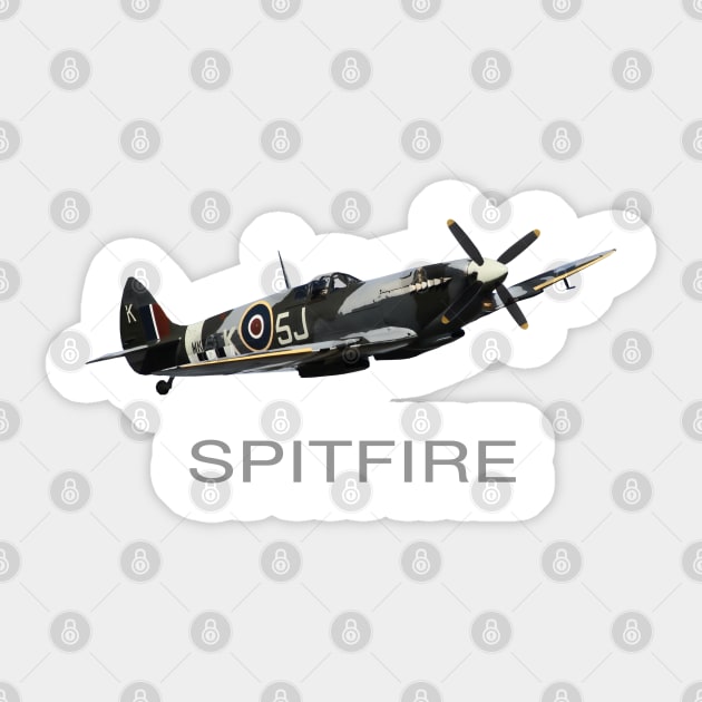 RAF Supermarine Spitfire WW2 Fighter Plane Sticker by Dirty Custard Designs 